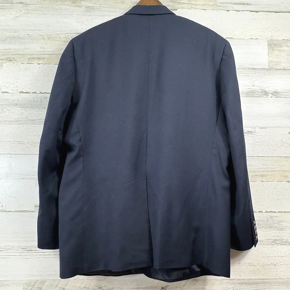 Michael Kors Blazer 48R Navy Blue Wool Crest Button Classic Old Money Ivy League